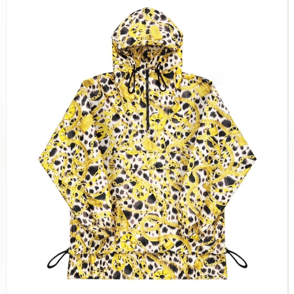 H&M X MOSCHINO Anorak Jacket Unisex Gold Maximilist Oversized Medium